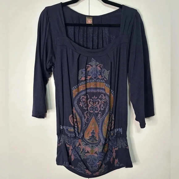 Language Los Angeles Boho Tunic with Banded Bottom Size M - Picture 2 of 6